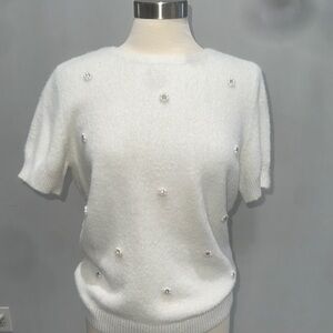 Elle White Sweater with Embellishments